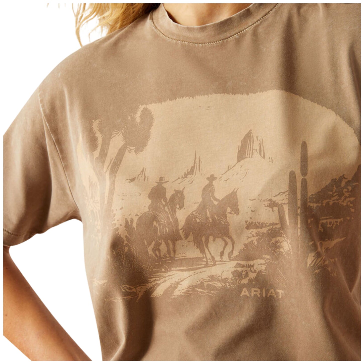 Ariat Women's Western Mural S/S Tee - Washed Greige