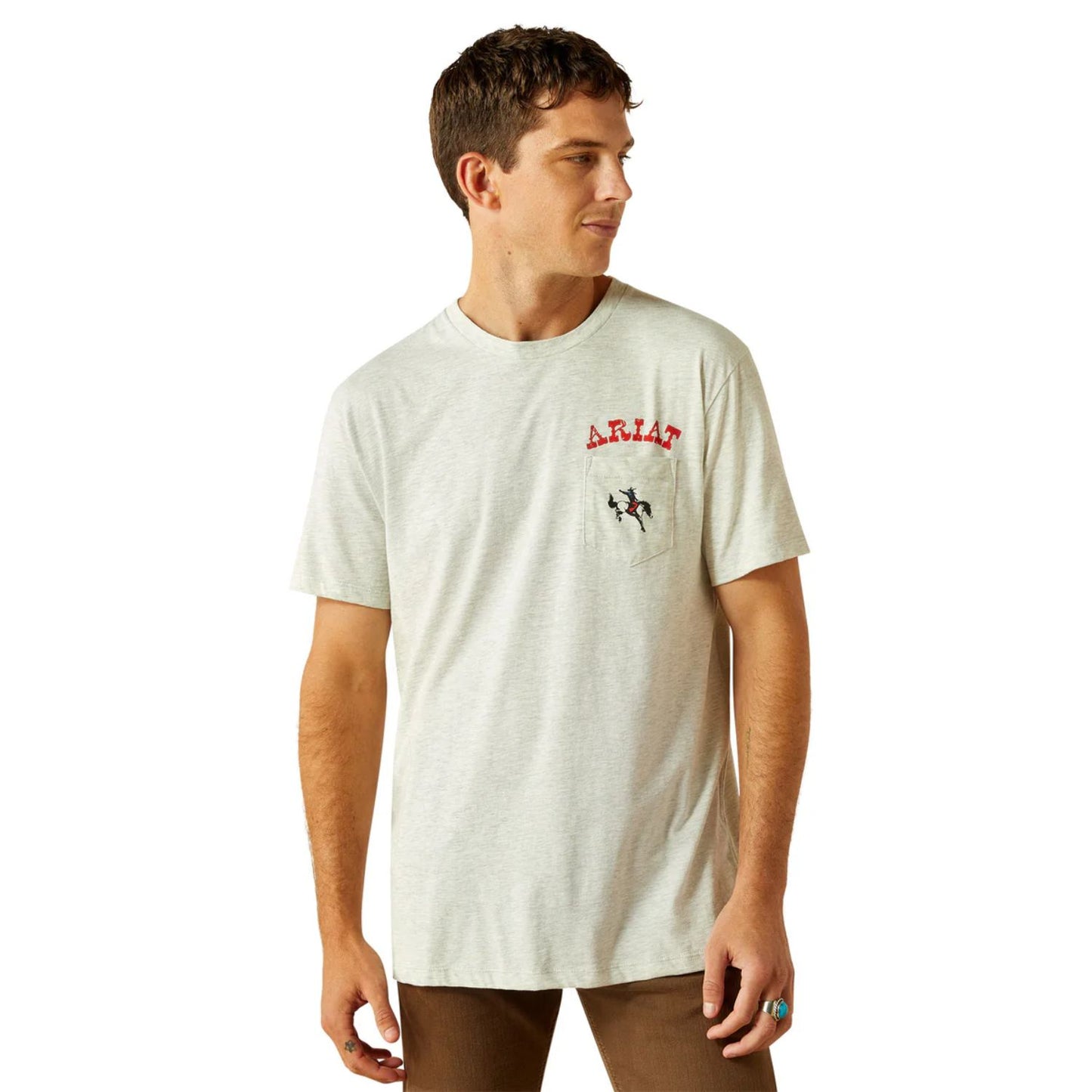 Ariat Men's Bronc Pocket S/S Tee - Oatmeal Heather