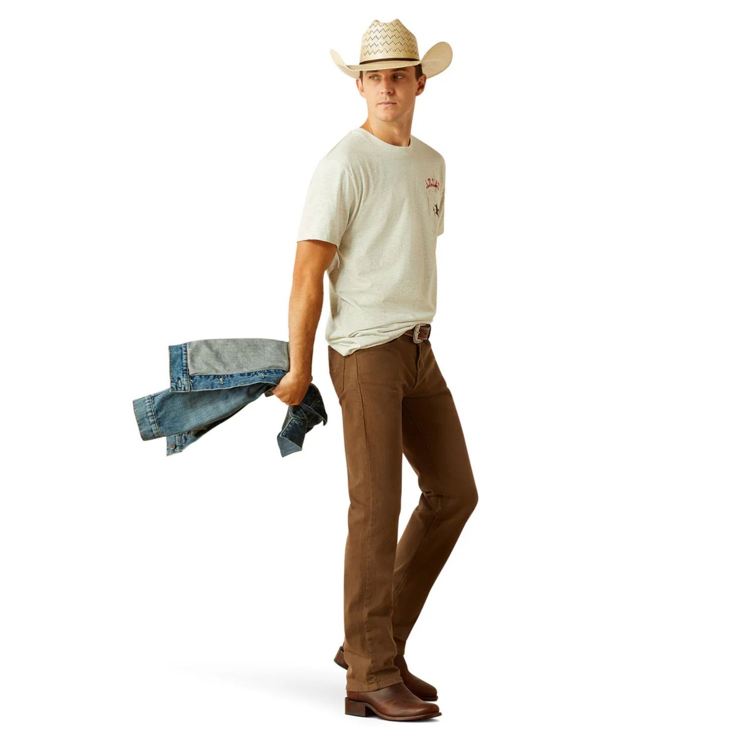 Ariat Men's Bronc Pocket S/S Tee - Oatmeal Heather