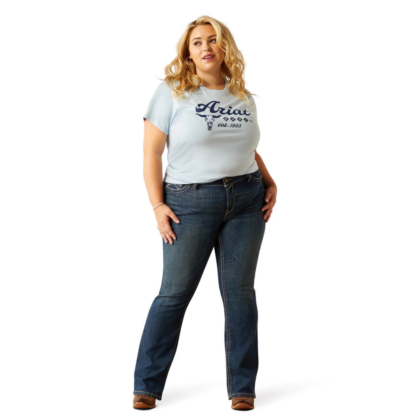 Ariat Women's Established Boot Co S/S Tee - Sky Blue