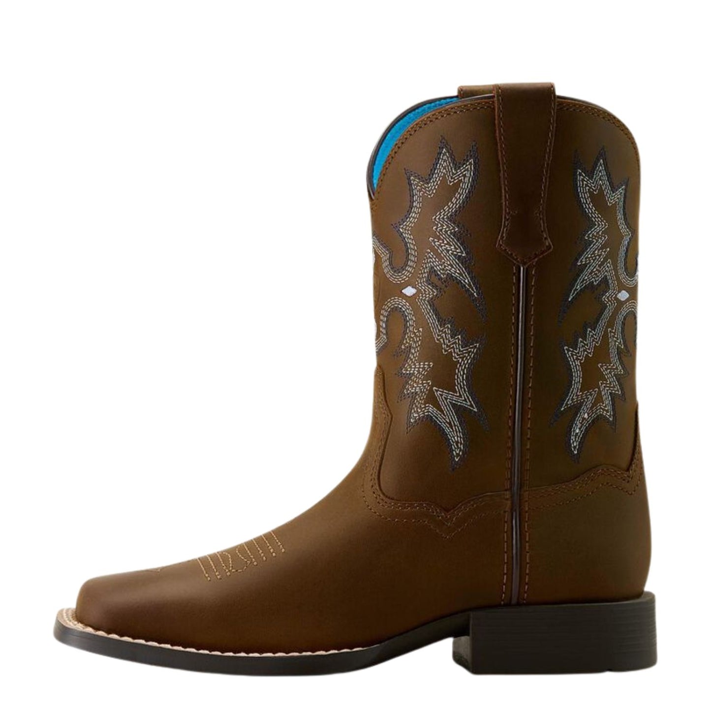 Ariat Youth Tombstone Wide Square Toe Western Boot - Distressed Brown