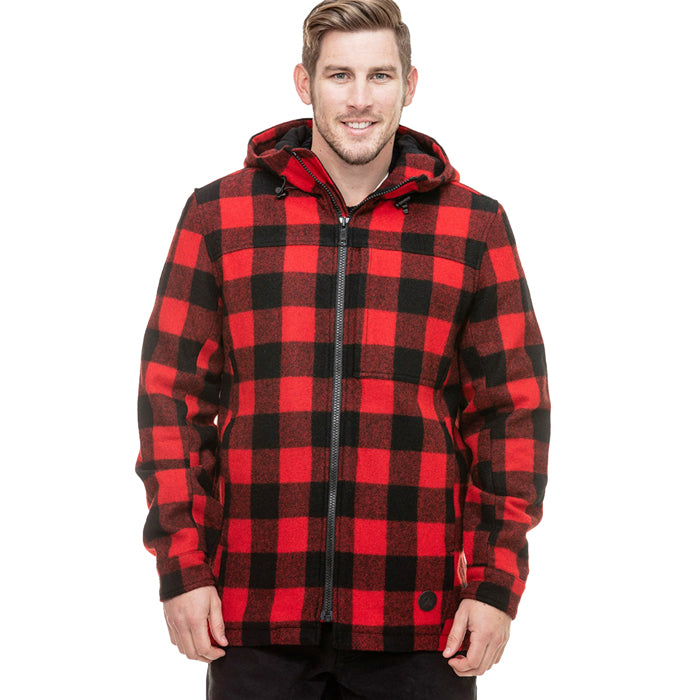 Swanndri Men's Hudson Wool Hoodie - Red/Black Check