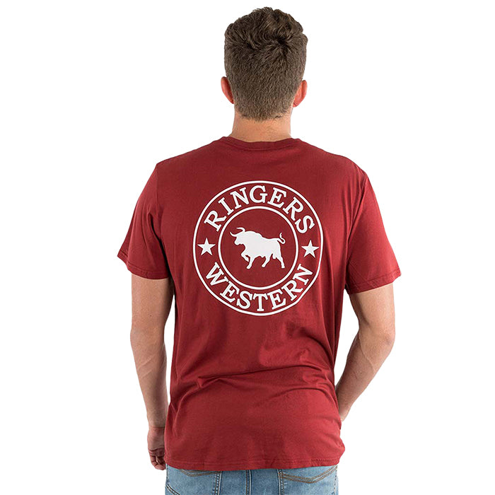 Ringers Western Signature Bull Men's Loose Fit T-Shirt - Amber/White