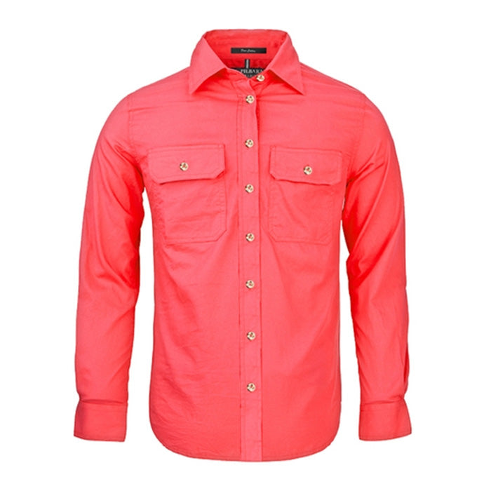 Pilbara Ladies Open Front L/S Shirts - Hot Pink