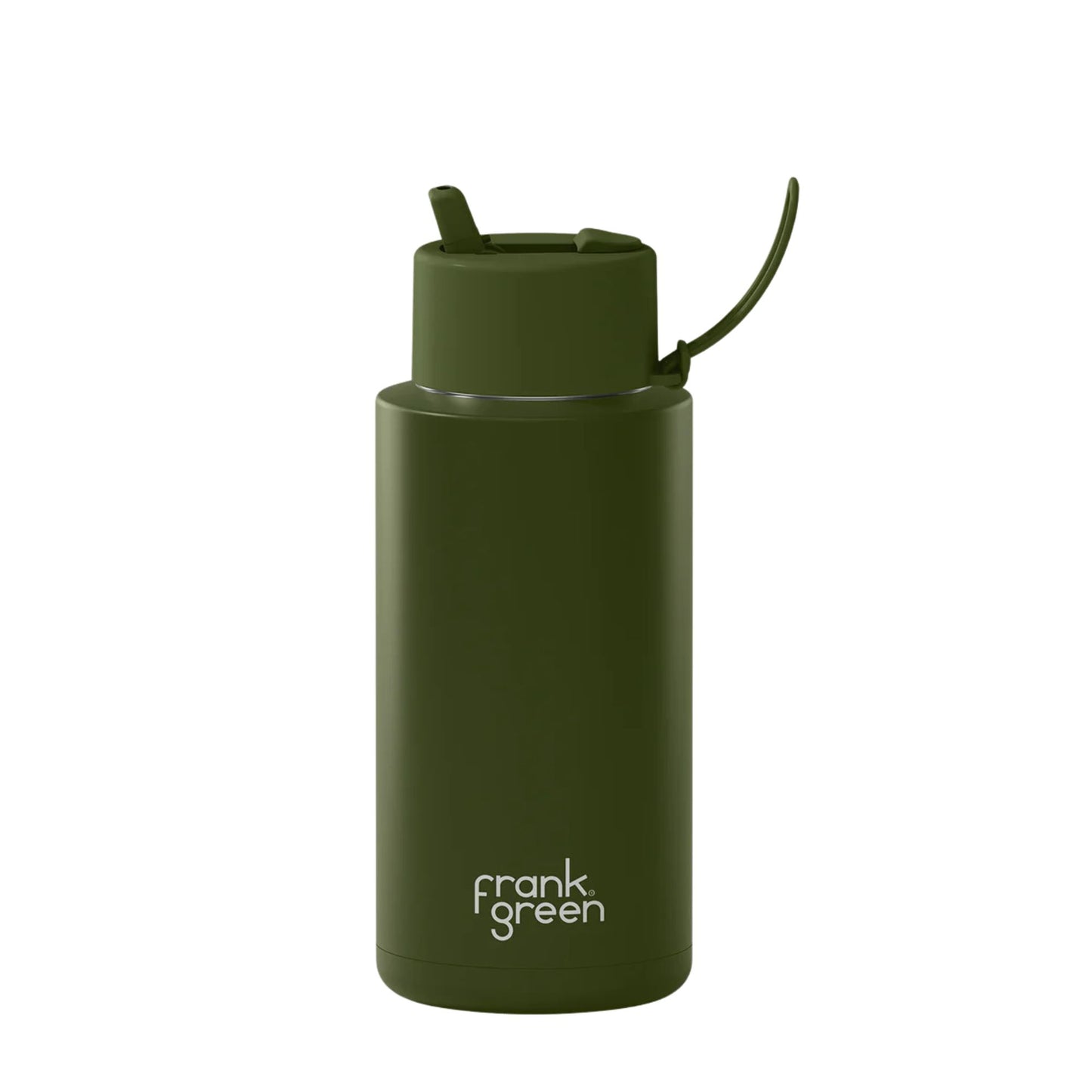 Frank Green 34oz Stainless Steel Ceramic Reusable Bottle with Flip Straw Lid - Khaki