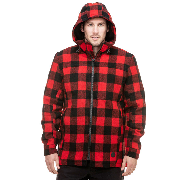 Swanndri Men's Hudson Wool Hoodie - Red/Black Check