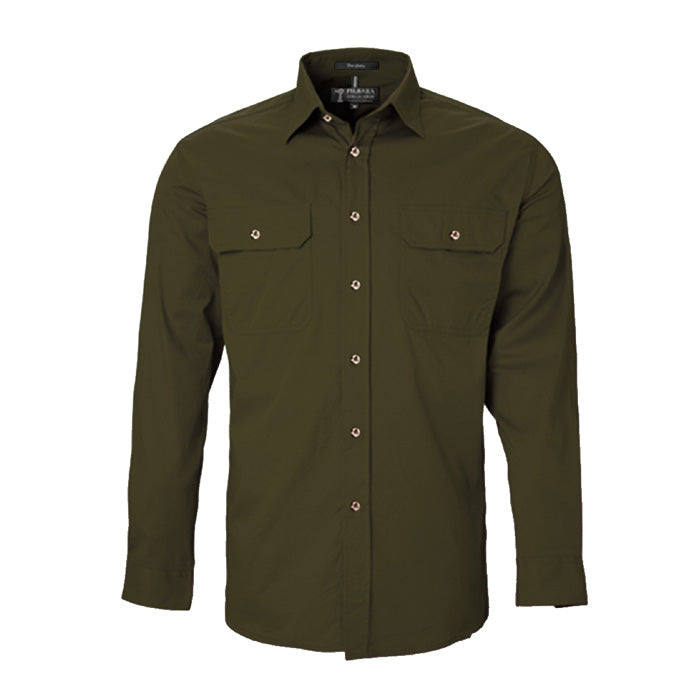 Pilbara Men's Open Front L/S Shirts - Dark Colours