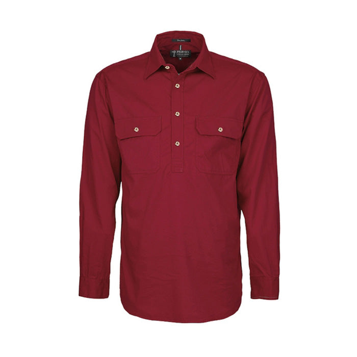 Pilbara Men's Shirt Closed Front L/S Shirts - Dark Colours