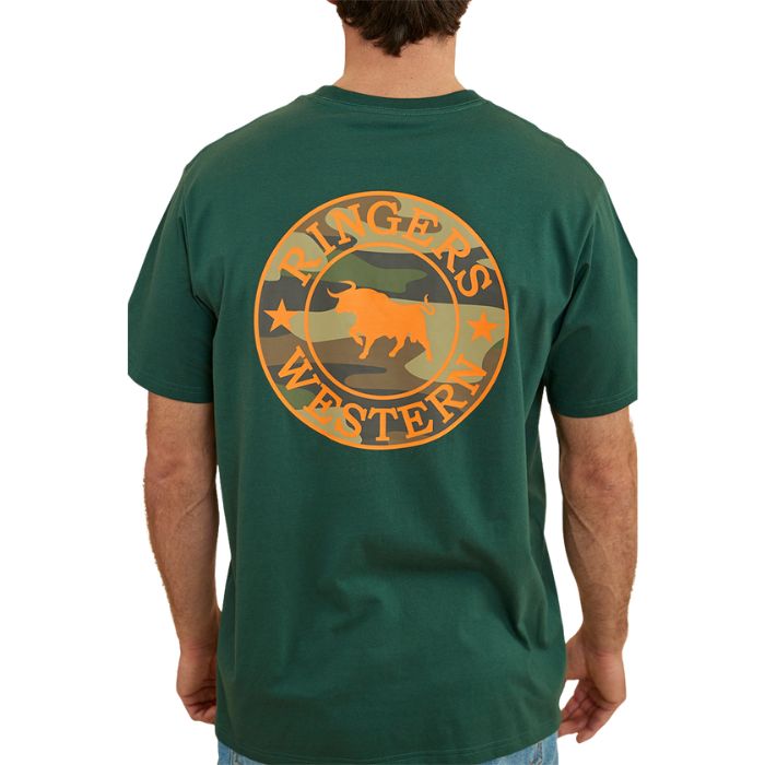 Ringers Western Signature Bull Men's Loose Fit T-Shirt - Pine / Camo