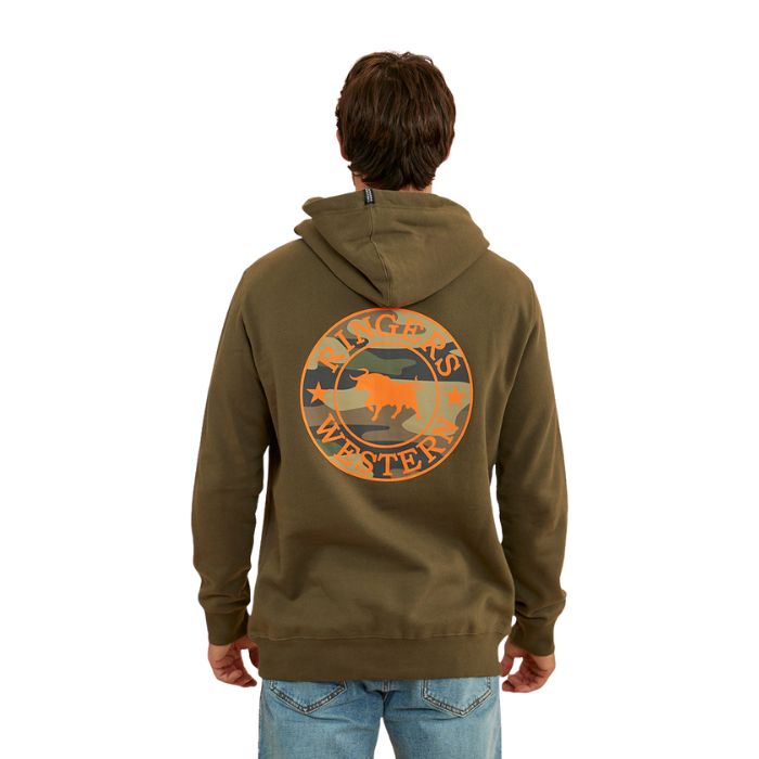 Ringers Western Signature Bull Men's Pullover Hoodie - Military Green/Camo