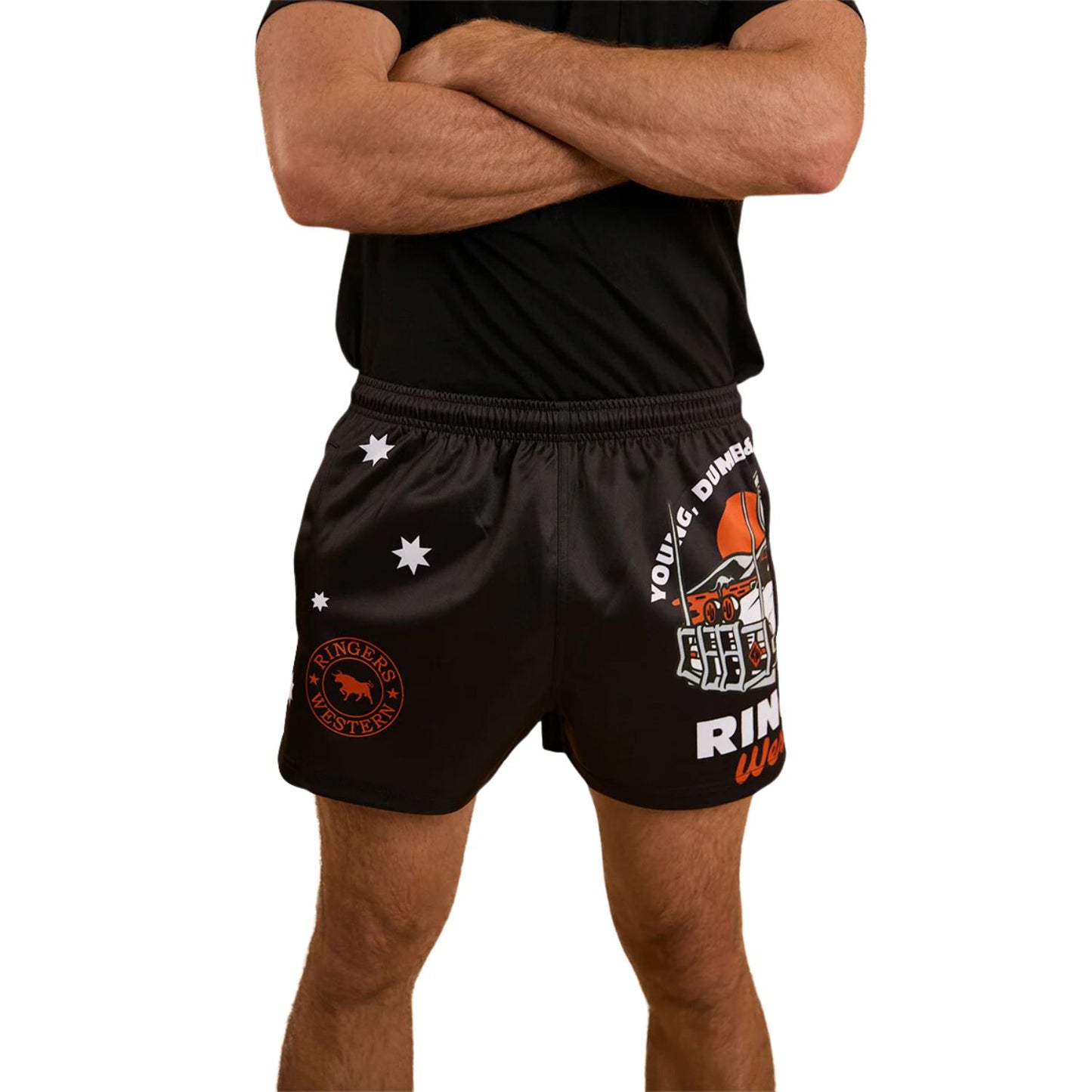 Ringers Western Young and Dumb Footy Short - Black/Orange