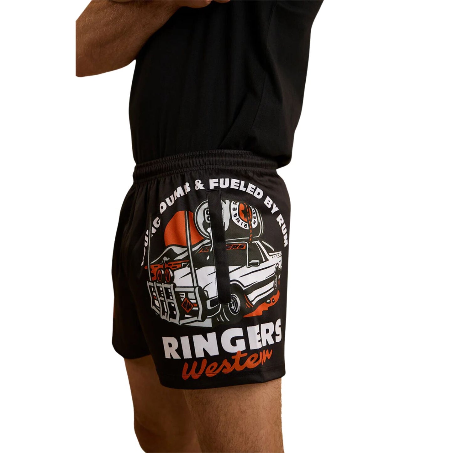 Ringers Western Young and Dumb Footy Short - Black/Orange