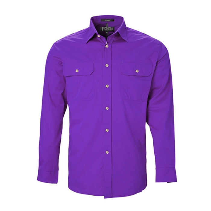 Pilbara Men's Open Front L/S Shirts - Dark Colours