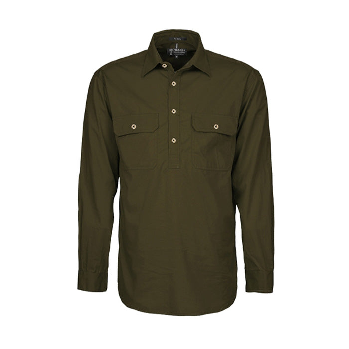 Pilbara Men's Shirt Closed Front L/S Shirts - Dark Colours