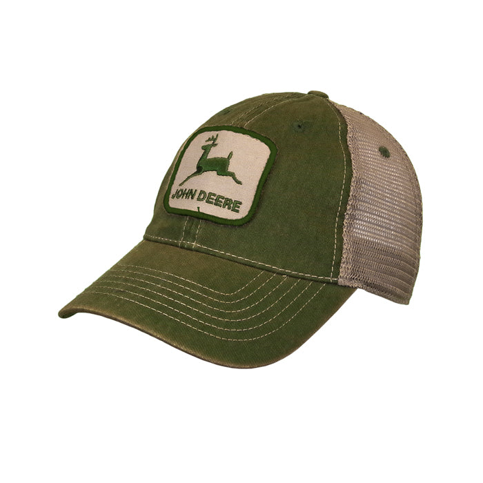 John Deere Stoned Washed Cap - Green/Ivory