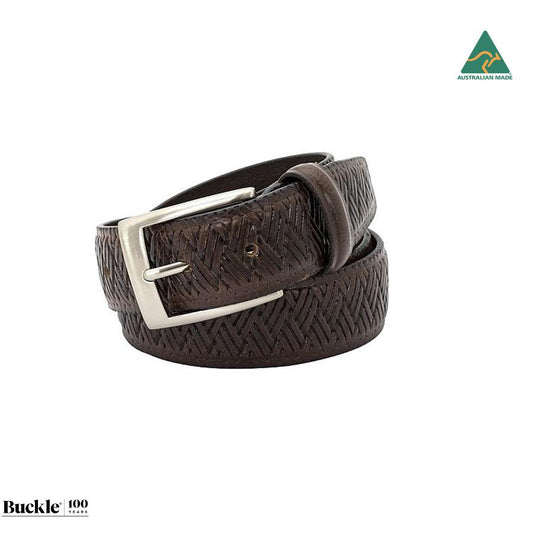 Buckle Cabana Australian Made Embossed Leather Belt - Brown