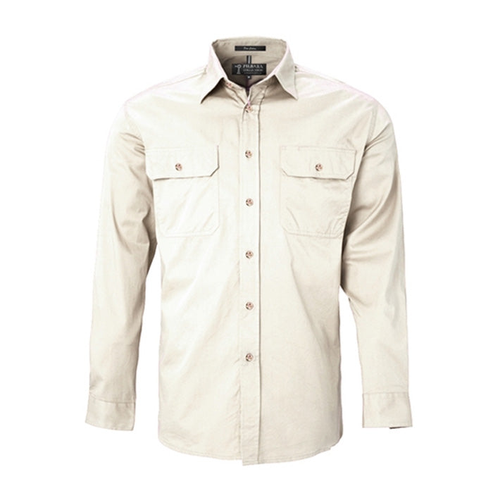 Pilbara Men's Open Front L/S Shirts - Light Colours