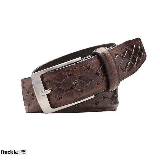 Buckle Diego Australian Made Embossed Leather Belt - Brown