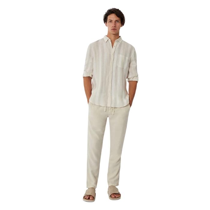 Industrie The Hamilton Linen L/S Shirt - Wheat Combo