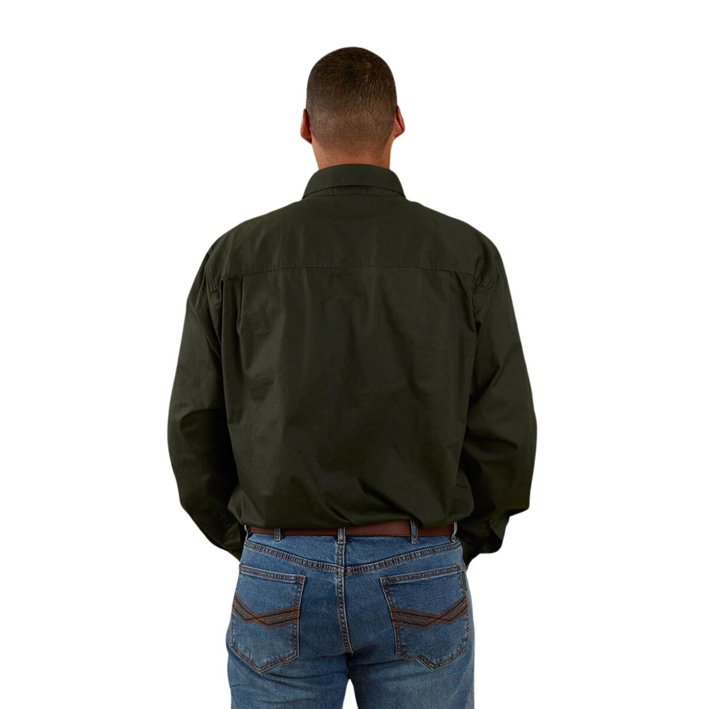 Ringers Western King River Men's Half Button Work Shirt - Cargo Khaki