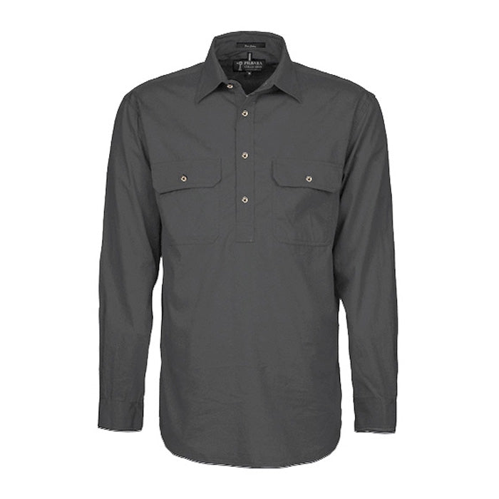 Pilbara Men's Shirt Closed Front L/S Shirts - Dark Colours