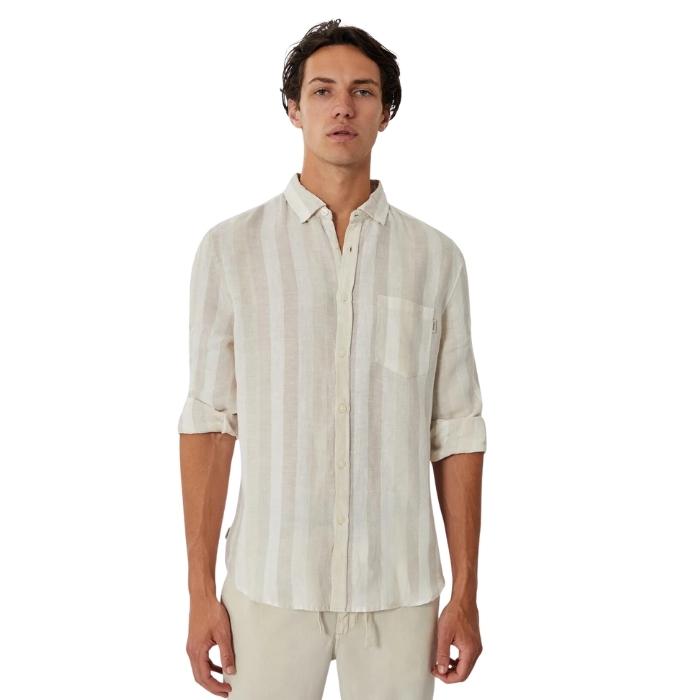 Industrie The Hamilton Linen L/S Shirt - Wheat Combo