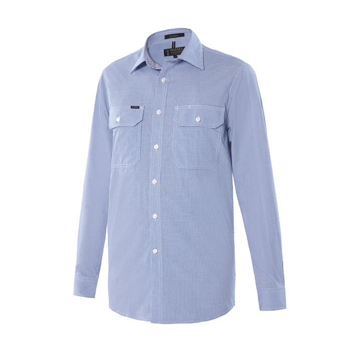 Pilbara Men's Check Dual Pocket L/S Shirt - Red/White Mini Check