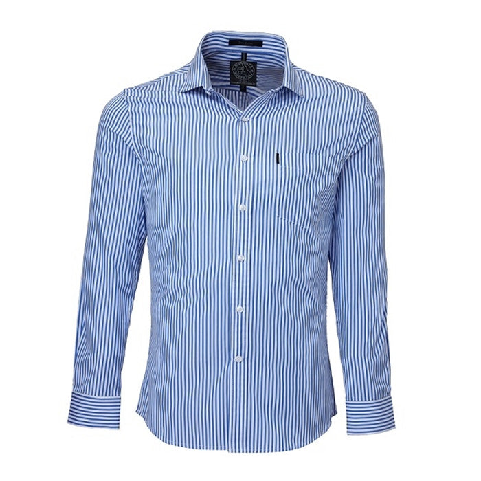 Pilbara Men's Single Pocket L/S Shirt - Emerald/White