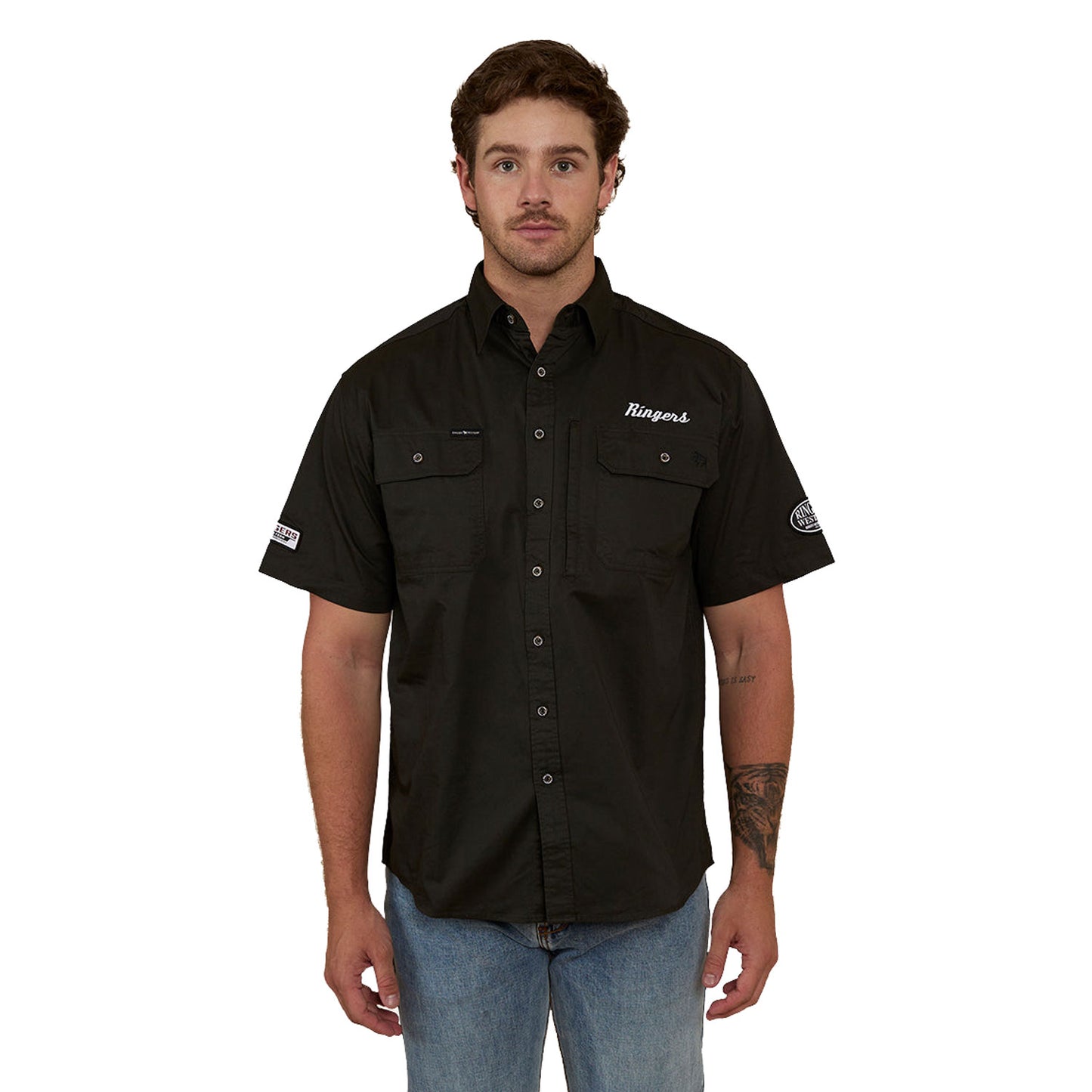 Ringers Western Big Rig Men's Short Sleeve Dress Shirt - Charcoal