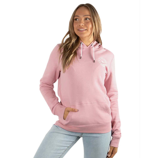 Ringers Western Signature Bull Women's Pullover Hoodie - Rosey Pink/White