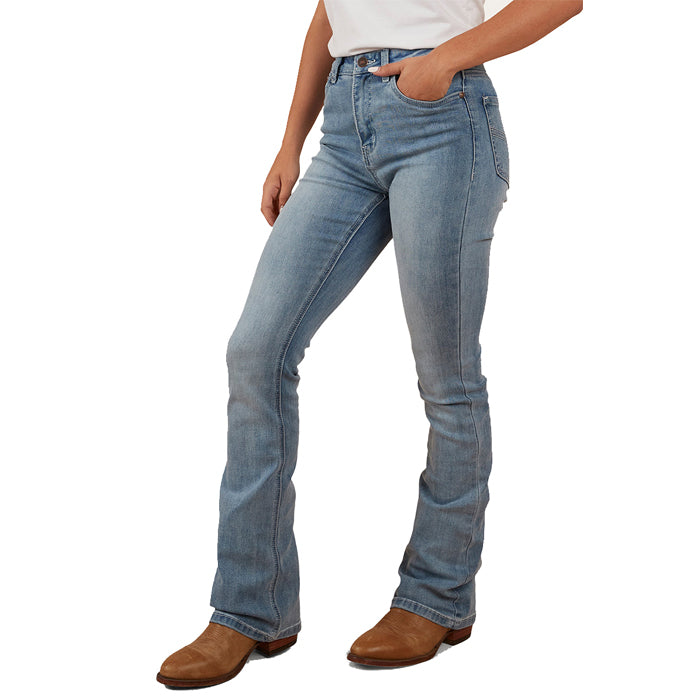 Ringers Western Penny Women's High Rise Bootleg Jean - Light Blue