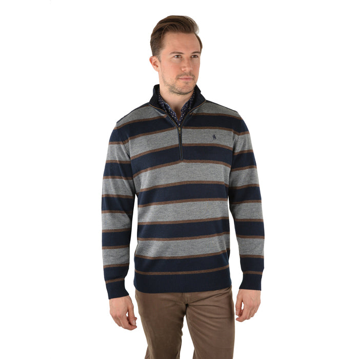 Thomas Cook Evan Stripe Merino Blend - Navy/Slate Marle