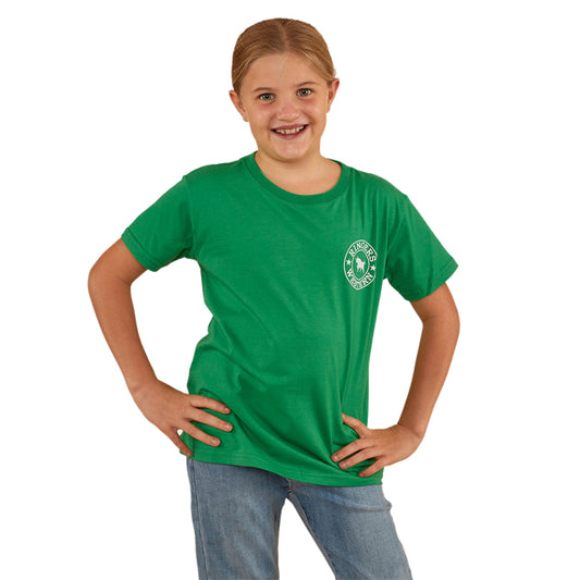 Ringers Western Signature Bull Kids Classic Fit T-Shirt - Kelly Green/White