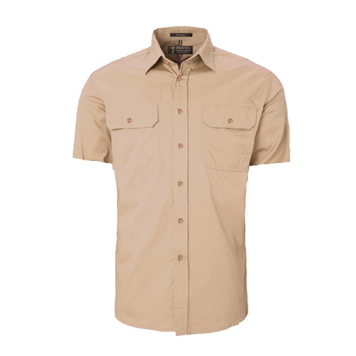Pilbara Men's Open Front Men's S/S Shirts - Stone