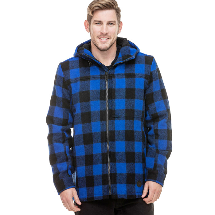 Swanndri Men's Hudson Wool Hoodie - Blue/Black Check