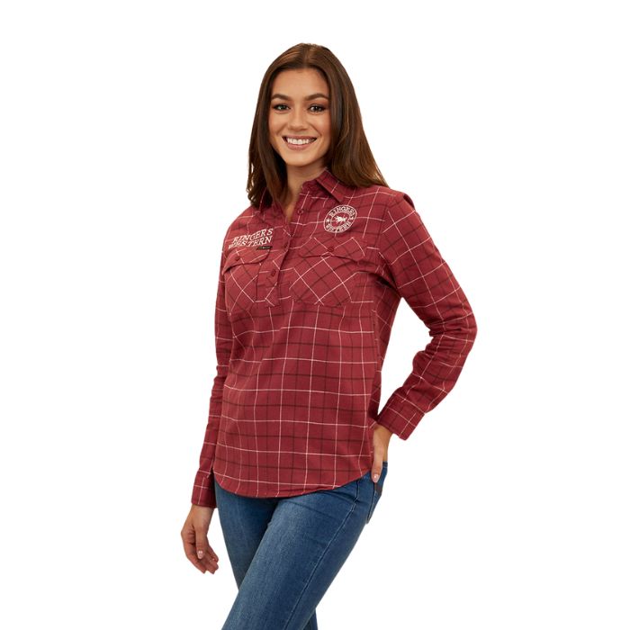 Ringers Western Delaney Womens Half Button Flannel - Cedar