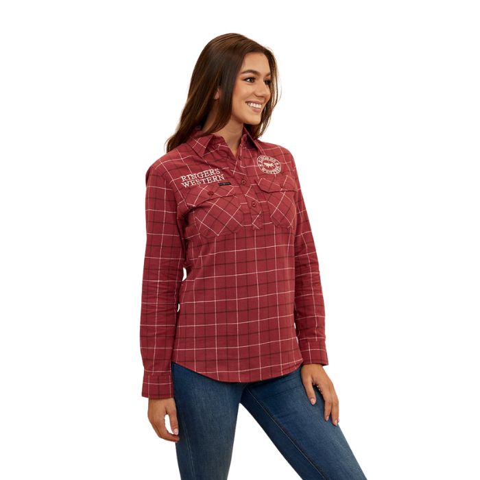 Ringers Western Delaney Womens Half Button Flannel - Cedar