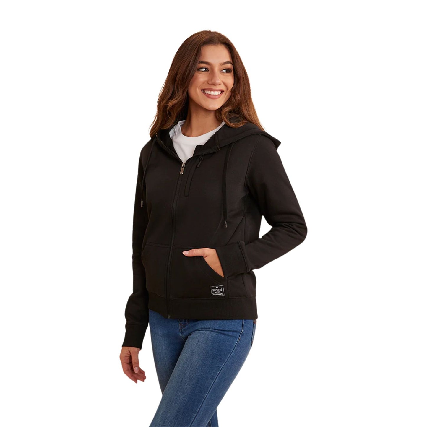 Ringers Western Alaska Womens Zip Thru Hoodie - Black