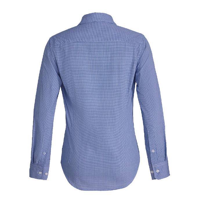 Pilbara Ladies Check L/S Shirt - Blue/White Mini Check