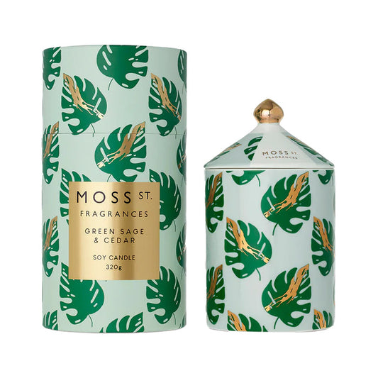 Moss St. Fragrances Ceramic Candle 320g - Green Sage & Cedar