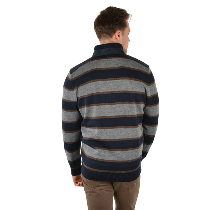Thomas Cook Evan Stripe Merino Blend - Navy/Slate Marle
