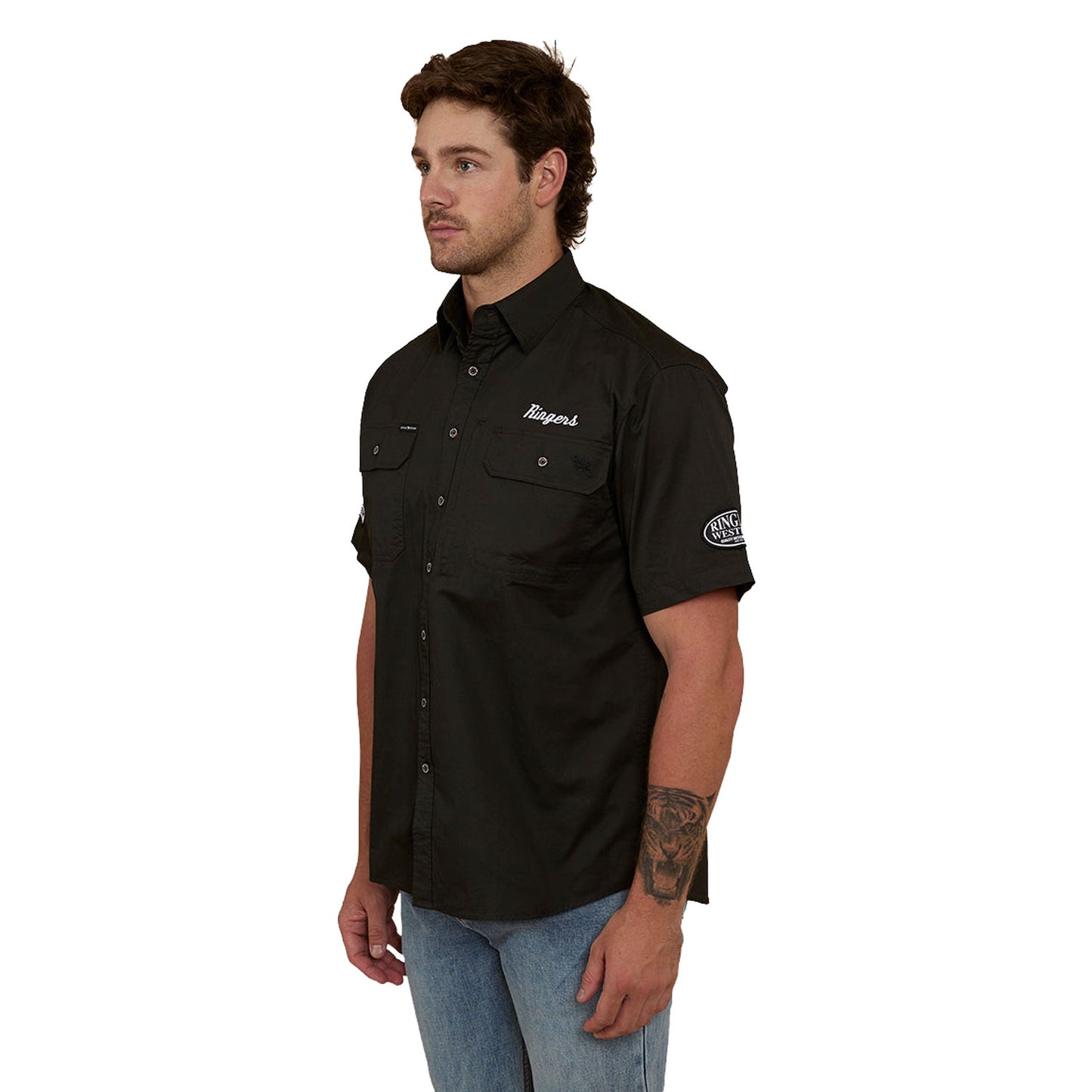 Ringers Western Big Rig Men's Short Sleeve Dress Shirt - Charcoal