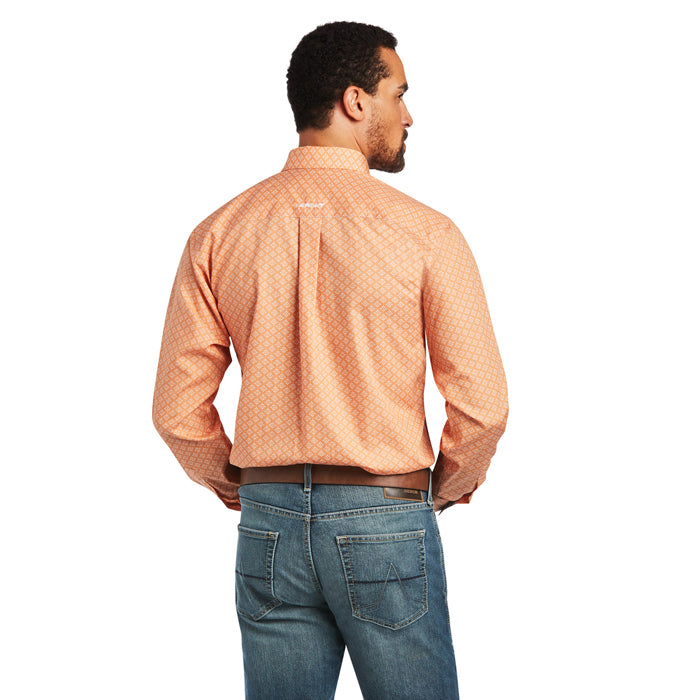 Ariat Men's Wrinkle Free Yakov Fitted Shirt - Habanero Peach