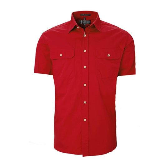Pilbara Men's Open Front Men's S/S Shirts - Red