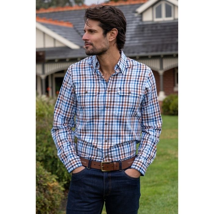 Thomas Cook Men’s Patrick 2pkt L/S Shirt - Blue/Tan