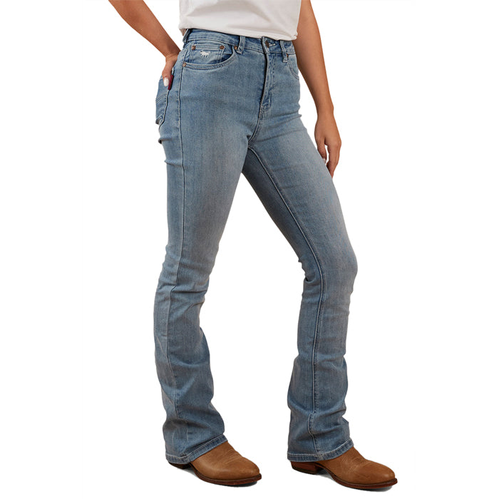 Ringers Western Penny Women's High Rise Bootleg Jean - Light Blue
