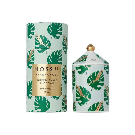Moss St. Fragrances Ceramic Candle 100g - Green Sage & Cedar