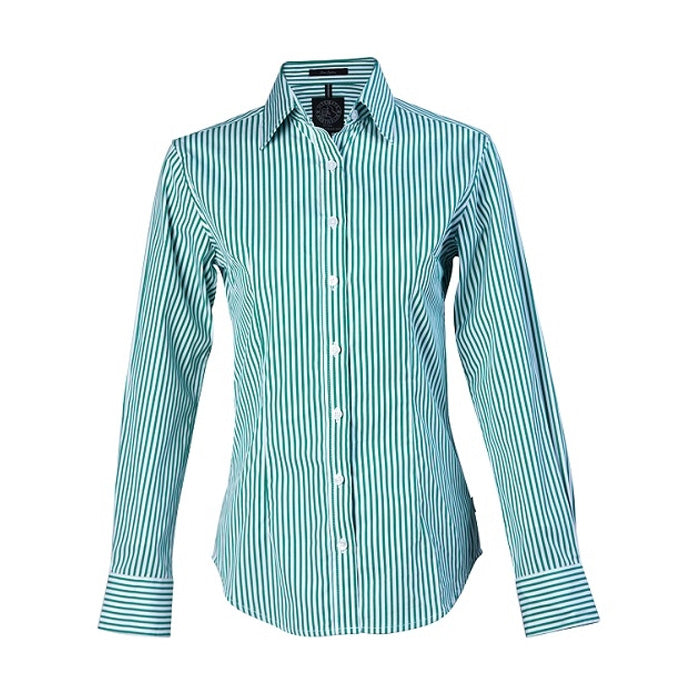 Pilbara Ladies L/S Shirt - Emerald/White