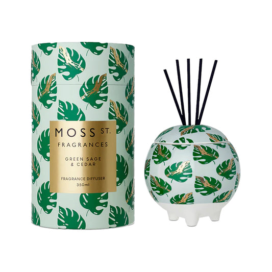 Moss St. Fragrances Ceramic Diffuser 350ml - Green Sage & Cedar