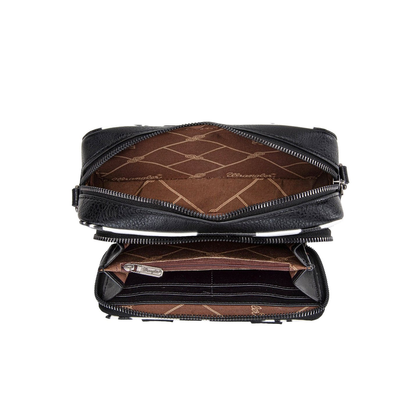 Wrangler Cow Print Small Crossbody Bag - Black